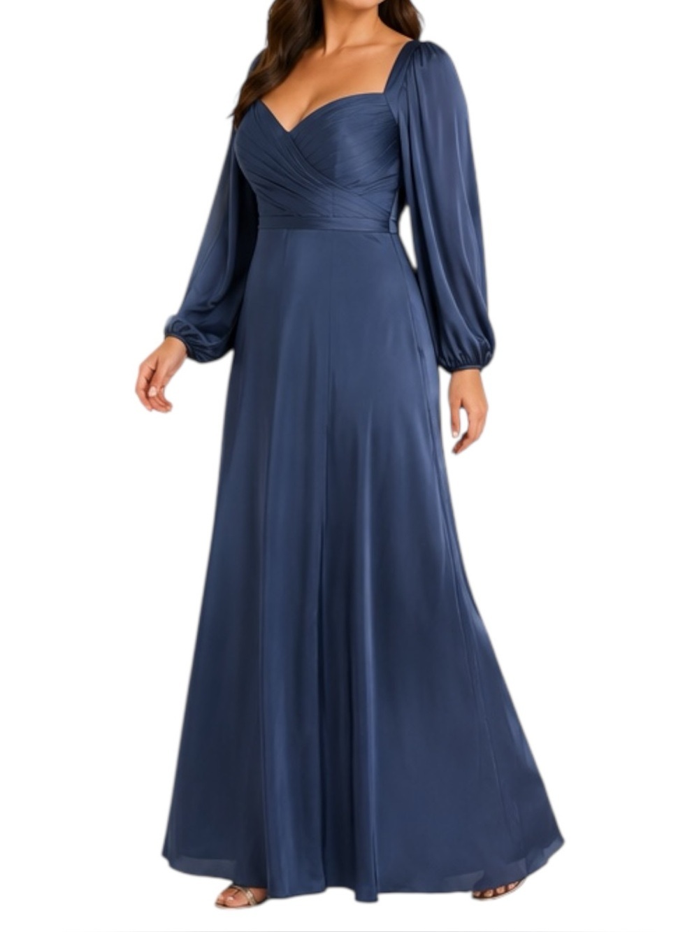 Cinderella Divine Size 18 Smoky Blue Formal Gown Long Sleeve NWT Prom